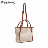 Weiyinxing Canvas Trapeze Women Handbags Designer Shoulder Crossbody Bags Small Tote Lady Shopper Bag Summer Beach Purses 2023