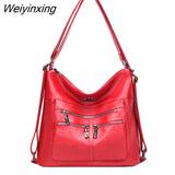 Weiyinxing Quality Pu Leather Women Bagpack Designer Large Capacity 3 In 1 Back Pack Fashion Luxury Female Shoulder Handbag Travel Bag