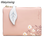 Weiyinxing New PU Leather Women's Short Wallet Small Fresh Korean Zipper Folding Coin Purse Multifunctional Buckle 2 Fold Card Holder 911