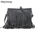 Weiyinxing Tassel Crossbody Bags for Women Elegant Mini Stylish Chic Shoulder Bags Ladies Leisure Solid European Style Messenger Bag