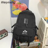 Weiyinxing Pocket Embroidered Waterproof Nylon Women Backpack Female Large Capacity Insert Buckle Travel Bag Teenage Girls Schoolbag