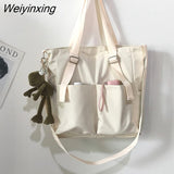Weiyinxing Oxford Large Capacity Canvas Girl Shoulder Hand Bucket Bag Basket Female Crossbody Bags for Women Casual Tote Purses