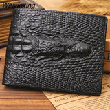 Weiyinxing Crocodile Skin Wallet Men Genuine Leather Small Zipper Short Men Wallets Credit Card Holders Coin Pocket Purse Alligator