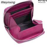Weiyinxing Cowhide Women Wallets Female Genuine Leather Purses RFID Card Holders Small Portable Coin Purse Large Capacity Money Bag 911