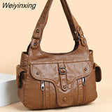Weiyinxing New Women Leather Luxury Handbags Soft Large Capacity Casual Tote Bags High Quality Female Leather Shoulder Bags Female Sac