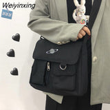 Weiyinxing Women Canvas Shoulder Bags For Youth Casual Ladies Large Capacity Crossbody Bags Solid Handbags Messenger Bags for Women