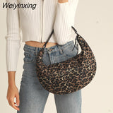Weiyinxing Half Moon Sapce Padded Women Shoulder Bags Designer Down Cotton Lady Handbags High Quailty Large Tote Winter Purses 2023