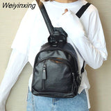 Weiyinxing Women's Backpack PU Leather Travel Shoulder Bag Shoulder Bag Girl Multifunctional Small School Backpack for Women