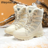 Weiyinxing Winter Snow Boots Women Warm Plush Mid-Calf Non-slip Ladies Booties Beige Big Size 42 Platform Boots Women Botas Mujer