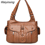 Weiyinxing New Women Leather Luxury Handbags Soft Large Capacity Casual Tote Bags High Quality Female Leather Shoulder Bags Female Sac