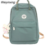 Weiyinxing Solid Color Boy College Student Schoolbag Large Capacity Canvas Washing Women Backpack Simple Fashion Teenage Girl Backpacks
