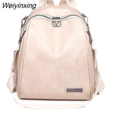 Weiyinxing Leather Famale Bag New Cowhide High Quality Travel Girls Backpack Korean Women Female Rucksack Leisure Student School Bag