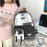 Weiyinxing New Waterproof Nylon Insert Buckle Women Backpack Female Cute Multi-pocket Travel Bag Schoolbag for Teenage Girls Book Bags