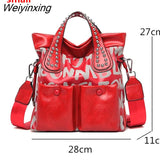 Weiyinxing Fashion Rivet Letter Leather Women Handbag Luxury Brand Women Shoulder Bags Luxury Large Totes Designer Female Messenger bag