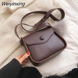 Weiyinxing PU Leather Flap Crossbody Bags for Women 2023 Winter Handbag Solid Color Shoulder Bag Ladies Handbags and Purses