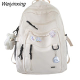 Weiyinxing Solid Color Big Student Backpack Rucksack Girl School Bag High Capacity Women Backpack Female Cute Leisure Travel Mochila
