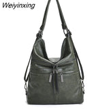 Weiyinxing FASHION Vintage Leisure Shoulder Bags for Women Tote Hobo Hand Bags Multiple Pockets Soft PU Leather Chic Travel Handbags