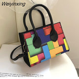 Weiyinxing New Color Contrast Versatile Handbag Square Shoulder Bag Geometric Horizontal Casual Shoulder Bag Fashion Crossbody Bag
