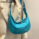 Weiyinxing Women's Fashion Handbags Retro Solid Color Crossbody Bag PU Leather Underarm Hobos Bag Casual Female Tote Canvas Shoulder Bags