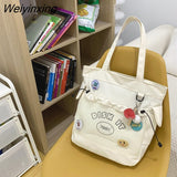 Weiyinxing Kawaii Letter Printing Women Backpack Fashion Cute Girl Two Piece School Bag Set Nylon Waterproof Travel Bag Book Pack Cool
