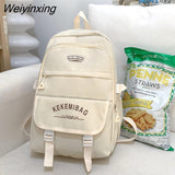 Weiyinxing Large Capacity Student Backpack Lovely Girl Solid Color Simple Style Schoolbag Women’S Waterproof Book Pack Travel Bag