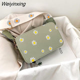 Weiyinxing Women's Bag Daisy Pattern Shoulder Bag Handbag Printed Small Square Bag Tote Classic Elegant Crossbody Shoulder Bag