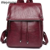 Weiyinxing Women Female Rucksack Leisure Student School Bag Soft Leather Famale Bag New Cowhide High Quality Travel Girls Backpack Korean