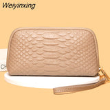 Weiyinxing Crocodile Pattern Genuine Leather Women Purses Coin Purse Card Holder Wallets Cow Leather Female Clutch Money Phone Bags