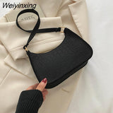 Weiyinxing Exquisite Underarm Shoulder Bags for Women 2023 New PU Leather Armpit Handbags Purse Female Designer Pouch Hobo Bag