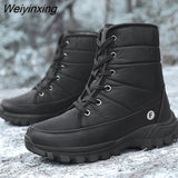 Weiyinxing Winter Work Boots Womens Shoes Comfort Waterproof Cotton Shoes Female Plus Warm Couple Snow Boots Outdoor Size 46 Black