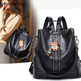 Weiyinxing New Women Leather Backpacks High Quality 2023 Female Vintage Backpack Travel Shoulder Bag Send pendant School Bags For Girls 0409