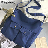 Weiyinxing Canvas Shoulder Bag Student Postman Female Wear-resistant Canvas Bag Crossbody Bags Japanese-style Handbags For Women