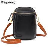 Weiyinxing Oil Wax Cow Leather Shoulder Crossbody Bag for Women High Quality Genuine Leather Mini Ladies Mobile Phone Bag and Purse