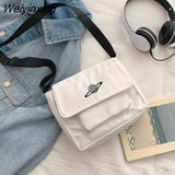 Weiyinxing For Women 2023 Casual Collage Student Messenger Bag Women Small Bag Canvas Shoulder Celestial Print Crossbody Bag Bolsas Sac