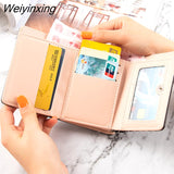 Weiyinxing New Women Wallets Lether Coin Purse for Women Cotton Plaid Fold Card Holder Daily Casual Clutch Money Mini Wallet Handbag