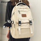 Weiyinxing Design Solid Color College Student Schoolbag Large Capacity Waterproof bag Women Lovely Backpack Teenage Girl Rucksack