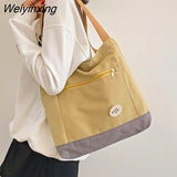 Weiyinxing Women Canvas Shoulder Bag Daily Shopping Bags Students Books Bag Thick Cotton Cloth Handbags Tote For Girls Casual Underarm Bag