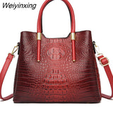 Weiyinxing Crocodile pattern Leather Shoulder Crossbody Bags for Women 2023 3 Layer Large Capacity Ladies Handbag Luxury Totes Sac