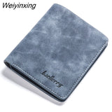 Weiyinxing Men Retro Frosted PU Wallet Two Folding Male Purse Credit Card Holder Solid Color Short Wallet Purse and Wallet