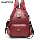Weiyinxing Women Backpacks Luxury Solid Color Soft Leather Female Travel Shoulder Bags Back pack High Quality School Bags For Girls