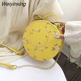 Weiyinxing Sale Sweet Lace Round Handbags High Quality PU Leather Women Crossbody Bags for Women 2023 Small Fresh Flower Chain Shoulder
