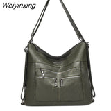 Weiyinxing Quality Pu Leather Women Bagpack Designer Large Capacity 3 In 1 Back Pack Fashion Luxury Female Shoulder Handbag Travel Bag