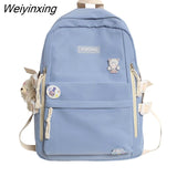 Weiyinxing Women Solid Color Nylon Backpack Bag School Book Backpack Girl Teenage Female Casual Travel Pink Large College Mochila Mujer