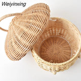Weiyinxing Rattan Mushroom Basket Bag Designer Wicker Woven Women Handbags Lovely Summer Beach Straw Bag Bali Holiday Box Purses