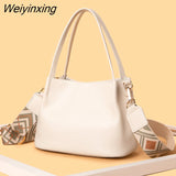 Weiyinxing Genuine Leather Women Bag Totes Luxury Ladies Shoulder Bags Soft Cow Cowhide Ladies Handbags Small Women's Messenger Sac