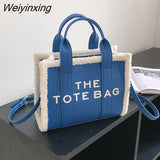 Weiyinxing Bag for Women Winter Designer Lamb Wool PU Fashion Letters Handbags Women's Luxury Shoulder Crossbody Bags Handbag Totes