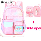 Weiyinxing 1-6 Grade Orthopedic Primary School Backpack For Girls Boys Cartoon School Bag Kids Waterproof Satchel Knapsack Mochila
