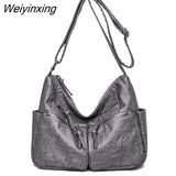 Weiyinxing Solid Color Soft Leather Shoulder Bags for Women Designer Large Capacity Handbags Women Bags Fashion Female Crossbody Sac