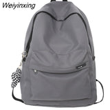 Weiyinxing Women Laptop Nylon Book Bag Trendy Lady Travel Student Backpack Girl School Solid Bag Kawaii Female College Backpack Fashion