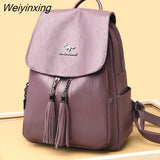 Weiyinxing Capacity Women Backpack High Quality Pu Leather Backpack Vintage School Backpacks Female Casual Shoulder Bag School Bags
